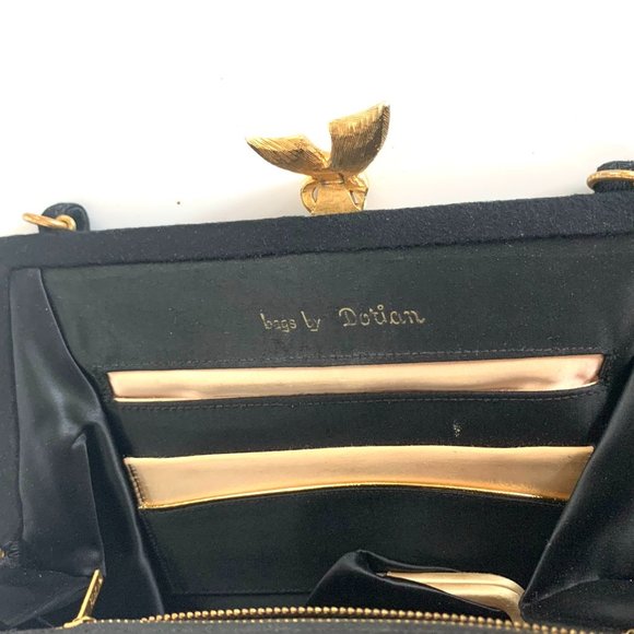 Vintage 50s Bags by Dorian Black Pleated Handbag - Picture 9 of 11